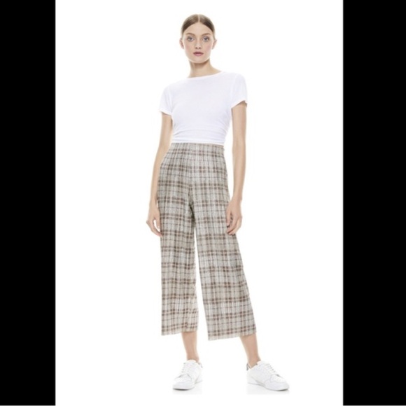 Alice + Olivia Elba Metallic Plaid Ankle Pant, S - Picture 2 of 14